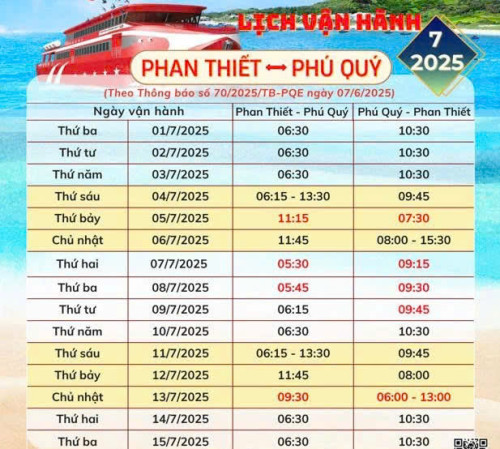 Lịch Tàu Phan Thiết - Phú Quý 7/2025 (tàu Trưng Trắc)
