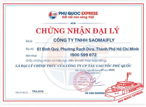 Saomaifly vận hành thu hộ vé tàu Trưng Trắc (thuộc Phú Quốc Express)