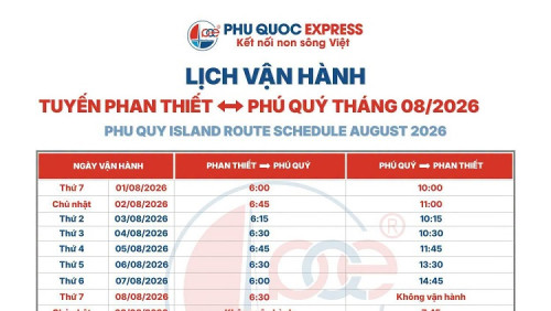 Lịch tàu Phan Thiết - Phú Quý 8/2026